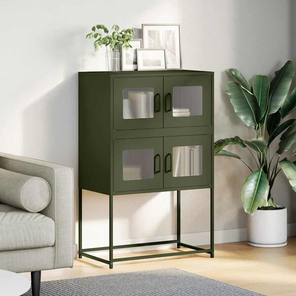 vidaXL Credenza Verde Oliva 68x39x107 cm in Acciaio