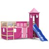 vidaXL Letto a Soppalco con Torre Bambini Rosa 80x200cm Massello Pino