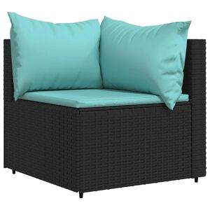 vidaXL Divano Angolare da Giardino con Cuscini in Polyrattan Nero