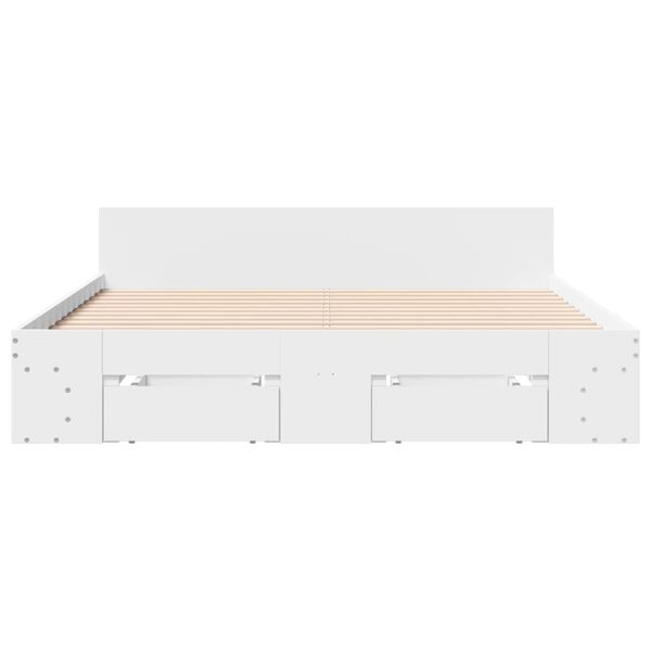 vidaXL Giroletto con Cassetti Bianco 140x190 cm in Legno Multistrato