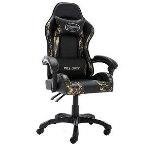 vidaXL Sedia da Gaming Nera e Mimetica in Similpelle