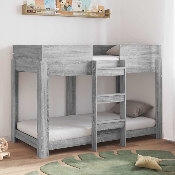 vidaXL Letto a Castello per Bambini Grigio Sonoma 80 x 160 cm