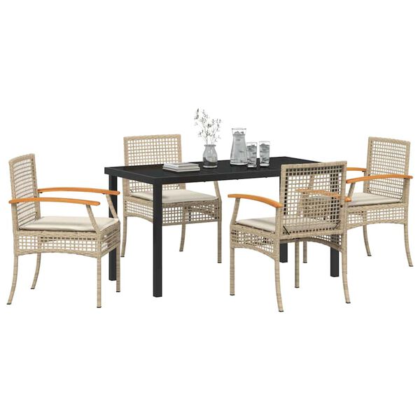 vidaXL Set da Pranzo per Giardino 5 pcs Beige polyrattan