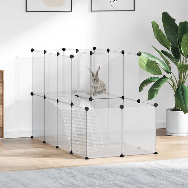 vidaXL Gabbia per Piccoli Animali Trasparente 142x74x93cm PP e Acciaio