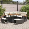 vidaXL Set Divano da Giardino con cuscino Nero Poly Rattan