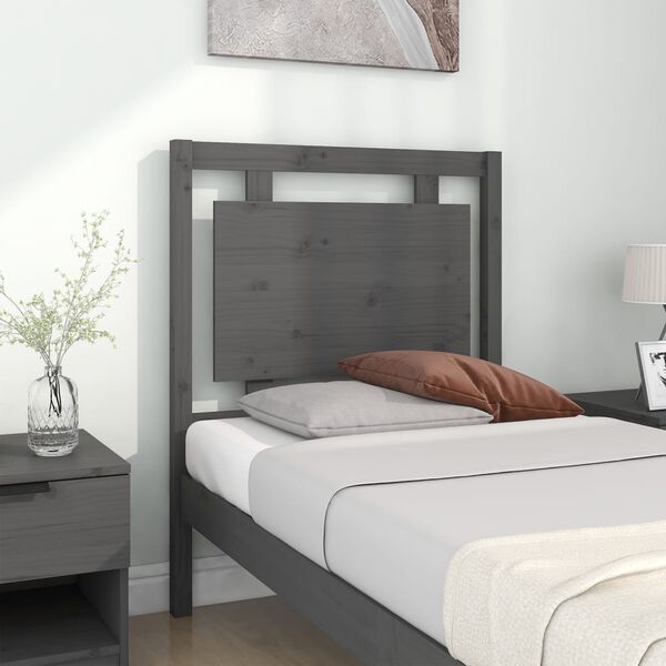 vidaXL Testiera per Letto Grigia 80,5x4x100 cm Legno Massello di Pino