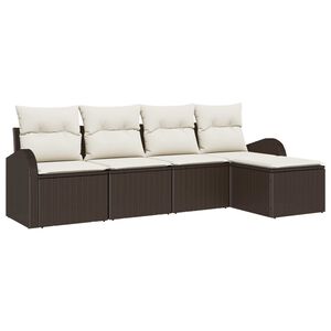 vidaXL Set di divani con cuscino 5 pcs Marrone e bianco polyrattan