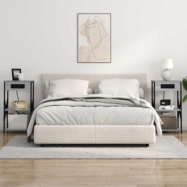 vidaXL Armadio da Notte con lo scaffale Grigio Sonoma 41 x 31 x 76 cm