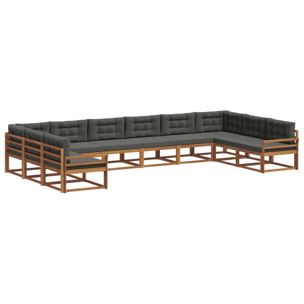 vidaXL Set di divani da esterno 10 pcs Naturale e Antracite