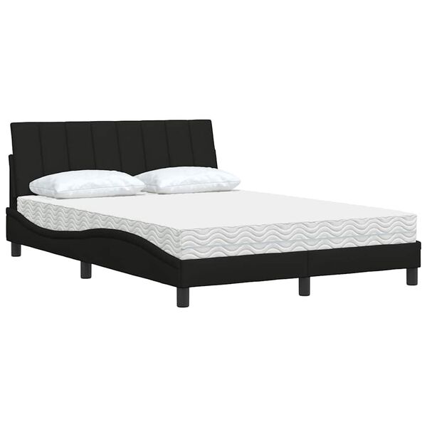 vidaXL Letto con Materasso Hanko Nero 120x200 cm in Tessuto