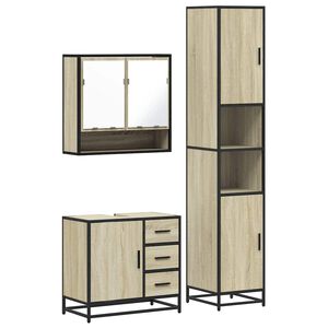 vidaXL Set Mobili da Bagno 3 pz Rovere Sonoma in Legno Multistrato