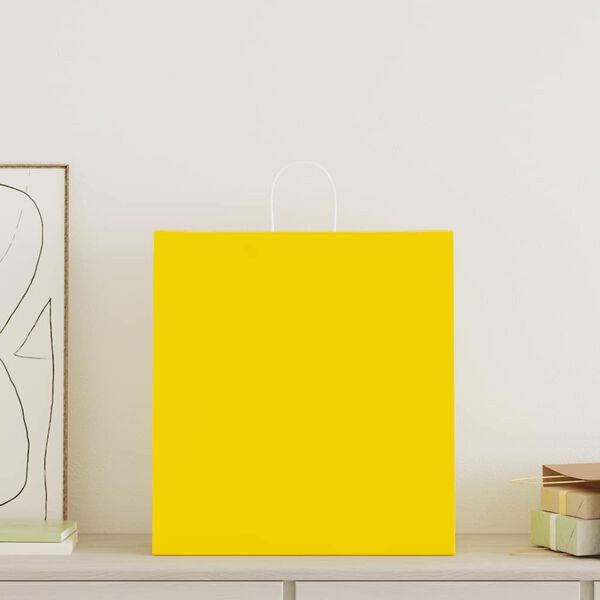 vidaXL Sacchetti di Carta 50 pz con Manici Gialli 45x17x48 cm