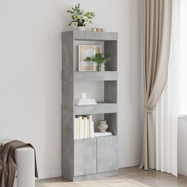 vidaXL Credenza Grigio Cemento 63x33x180 cm in Truciolato