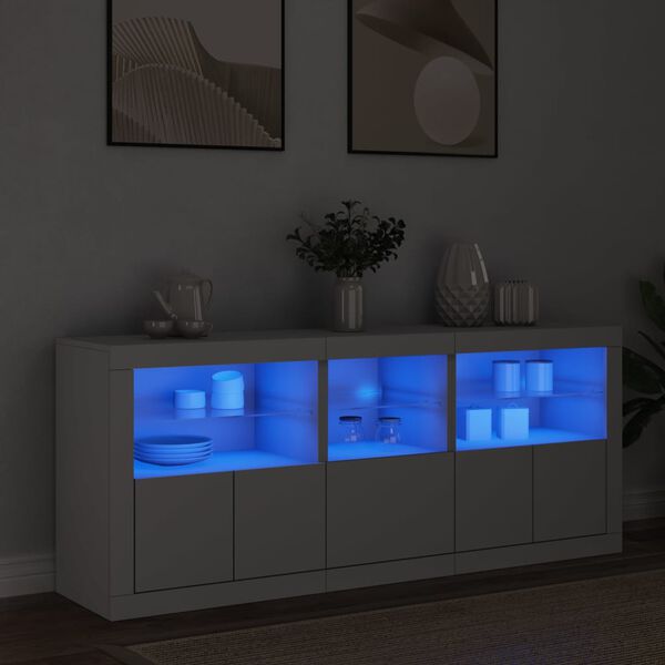 vidaXL Credenza con Luci LED Bianca 162x37x67 cm