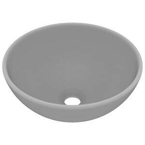 vidaXL Lavandino Lusso Rotondo Grigio Chiaro Opaco 32,5x14 cm Ceramica