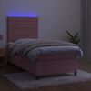 vidaXL Letto a Molle con Materasso e LED Rosa 90x190 cm in Velluto