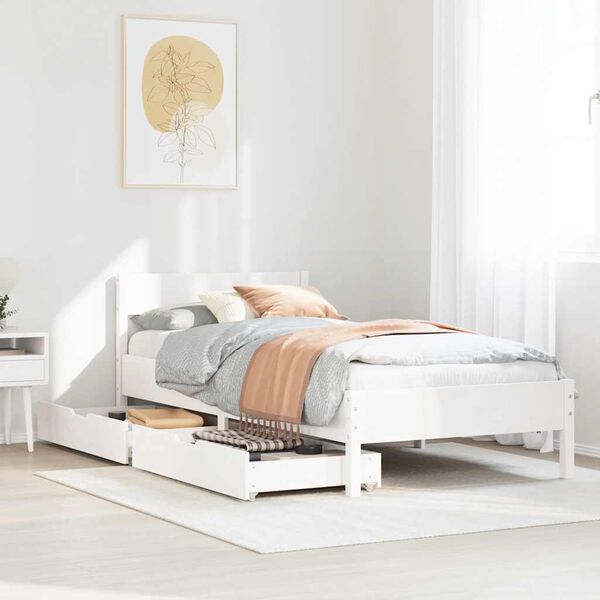 vidaXL Letto senza Materasso Bianco 75x190 in Legno Massello di Pino