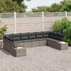 vidaXL Set Divano da Giardino con cuscino 10 pcs Grigio Poly Rattan