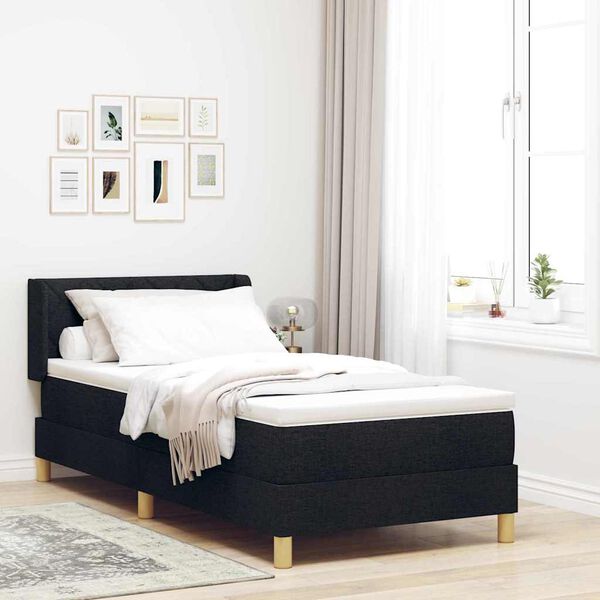 vidaXL Letto a molle con materasso Nero 190 x 90 cm Poliestere