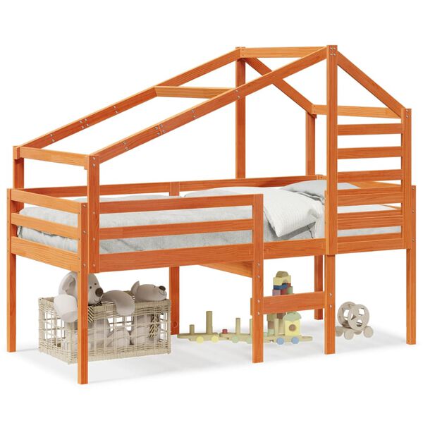 vidaXL Letto a Soppalco con Tetto Cera 80x200 cm in Legno di Pino
