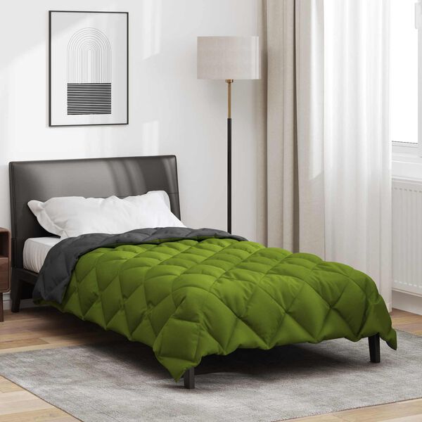 vidaXL Duvet Invernale Verde e Antracite 135 x 220 cm Microfibra