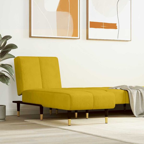 vidaXL Chaise Longue in Velluto Giallo
