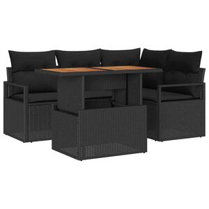 vidaXL Set Divano da Giardino con archiviazione 5 pcs Nero Poly Rattan