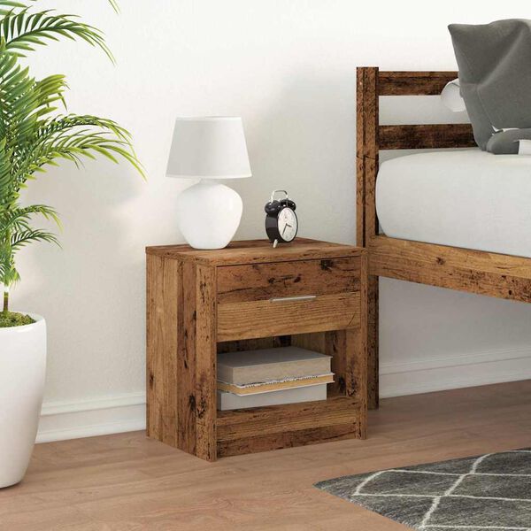 vidaXL Comodino con Cassetto Legno Antico 39x28x41 cm