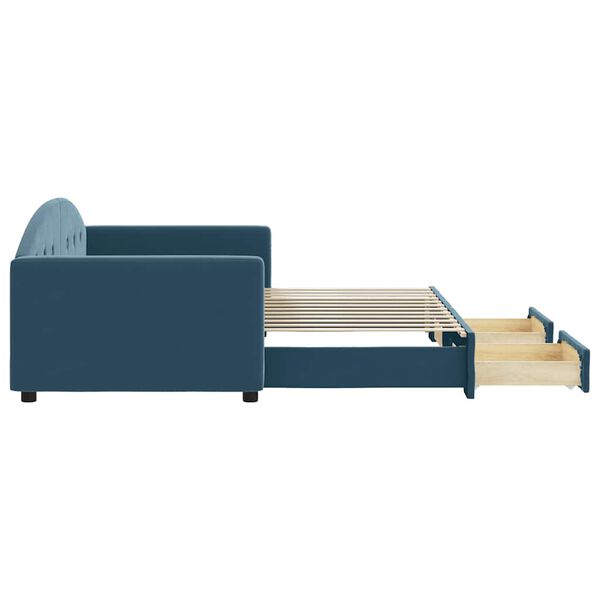 vidaXL Divano Letto Estraibile con Cassetti Blu 90x200 cm in Velluto