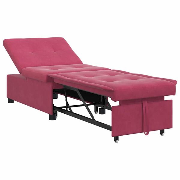 vidaXL Divano letto Rosso Vino 194 x 67 x 82 cm Velluto