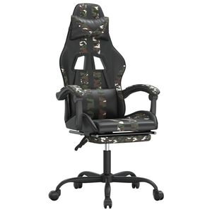 vidaXL Sedia da Gaming con Poggiapiedi Nero e Mimetico in Similpelle