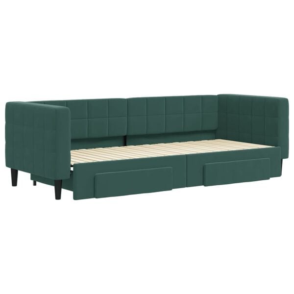 vidaXL Divano Letto Estraibile Cassetti Verde Scuro 80x200cm Velluto