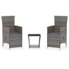 vidaXL Set Divani da Giardino 3 pz con Cuscini in Polyrattan Grigio