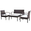 vidaXL Set Divani da Giardino 4 pz con Cuscini in Polyrattan Marrone