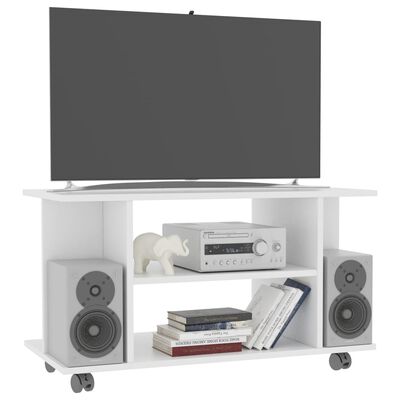 vidaXL Mobile TV con Ruote Bianco 80x40x45 cm in Legno Multistrato