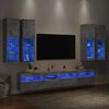 vidaXL Set Mobili TV a Muro 7 pz con Luci LED Grigio Cemento