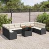 vidaXL Set Divano da Giardino con cuscino 11 pcs Nero e crema
