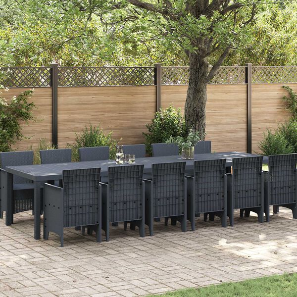 vidaXL Set da Pranzo per Giardino 13 pcs Antracite Rattan Polt