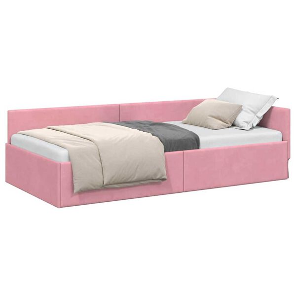 vidaXL Cornice del letto ad angolo Rosa 80 cm x 200 cm Velluto
