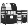 vidaXL Letto a Soppalco con Tunnel Bambini Bianco e Nero 90x200cm Pino