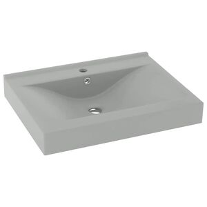 vidaXL Lavabo con Foro Rubinetto Grigio Chiaro Opaco 60x46 cm Ceramica