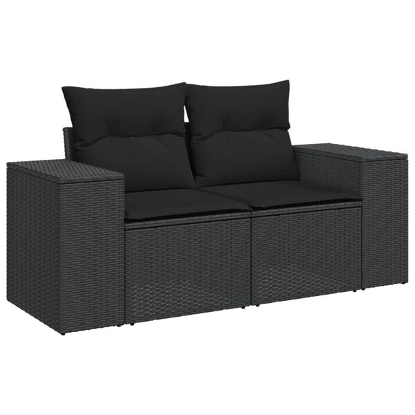 vidaXL Set Divani da Giardino 11 pz con Cuscini in Polyrattan Nero