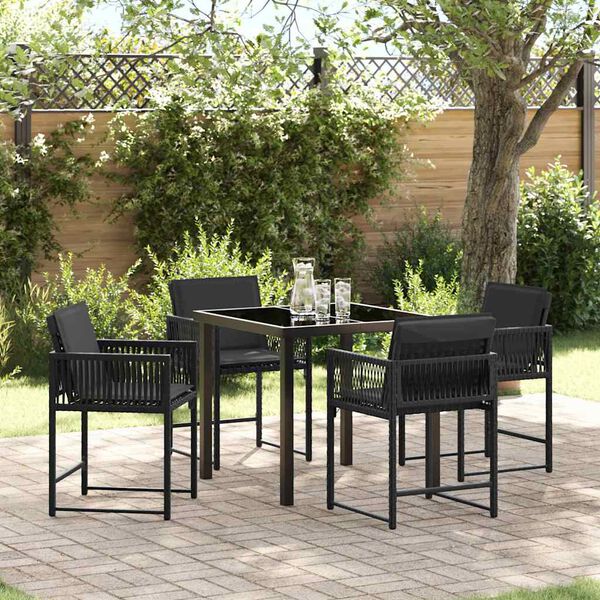 vidaXL Set da Pranzo per Giardino 5 pcs Nero polyrattan