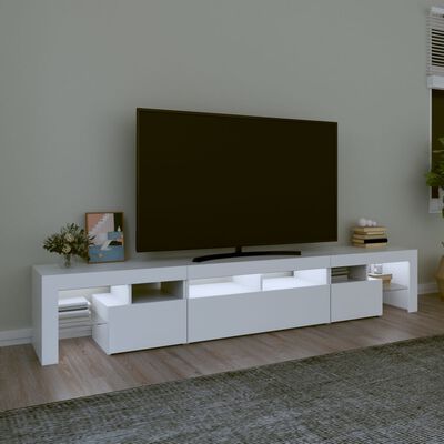 vidaXL Mobile Porta TV con Luci LED Bianco 230x36,5x40 cm