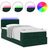 vidaXL Pouf Letto con Materasso e LED Verde Scuro 80x200cm in Velluto