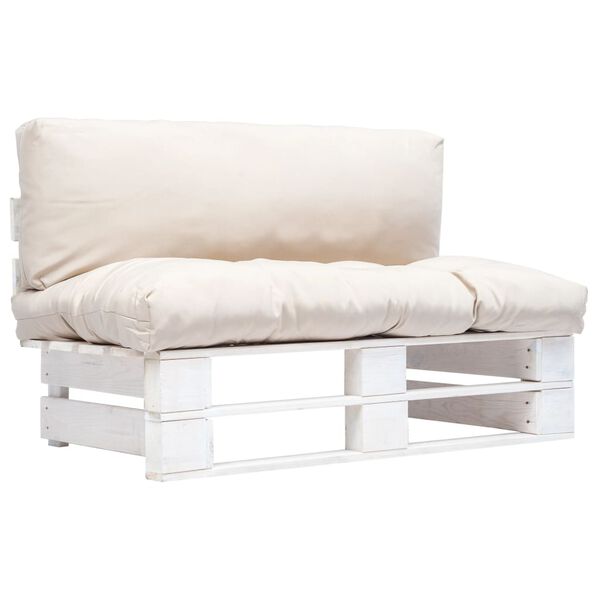 vidaXL Divano da Giardino a Pallet con Cuscini Sabbia in Legno di Pino