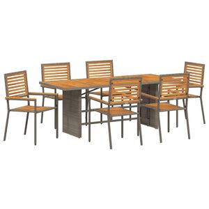 vidaXL Set da Pranzo per Giardino 7 pcs Grigio e Marrone polyrattan