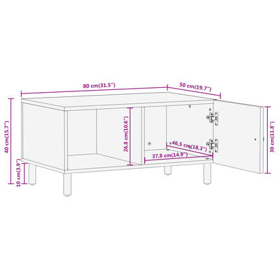 vidaXL Tavolino da Salotto 80x50x40 cm Legno Massello di Acacia