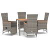 vidaXL Set da Pranzo da Giardino 5 pz con Cuscini in Polyrattan Grigio