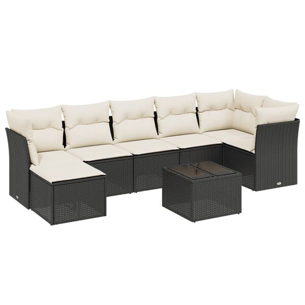vidaXL Set Divani da Giardino con Cuscini 7pz Nero Polyrattan